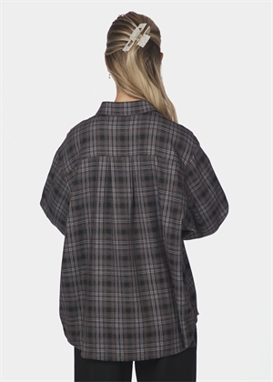 Dalma flannel check skjorte Warm Grey Neo Noir 